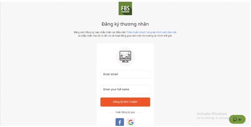 Hướng dẫn đăng ký tài khoản sàn FBS