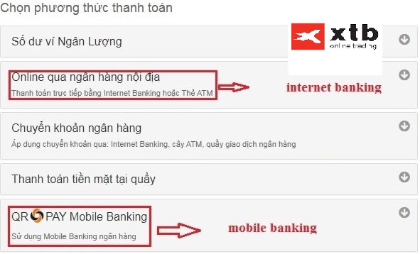 lựa chọn nạp tiềntrên máy tính hoặc qua điện thoại