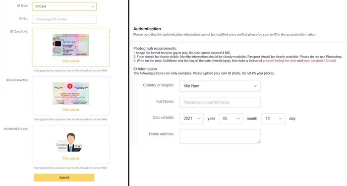 Cách xác minh tài khoản sàn CoinBene