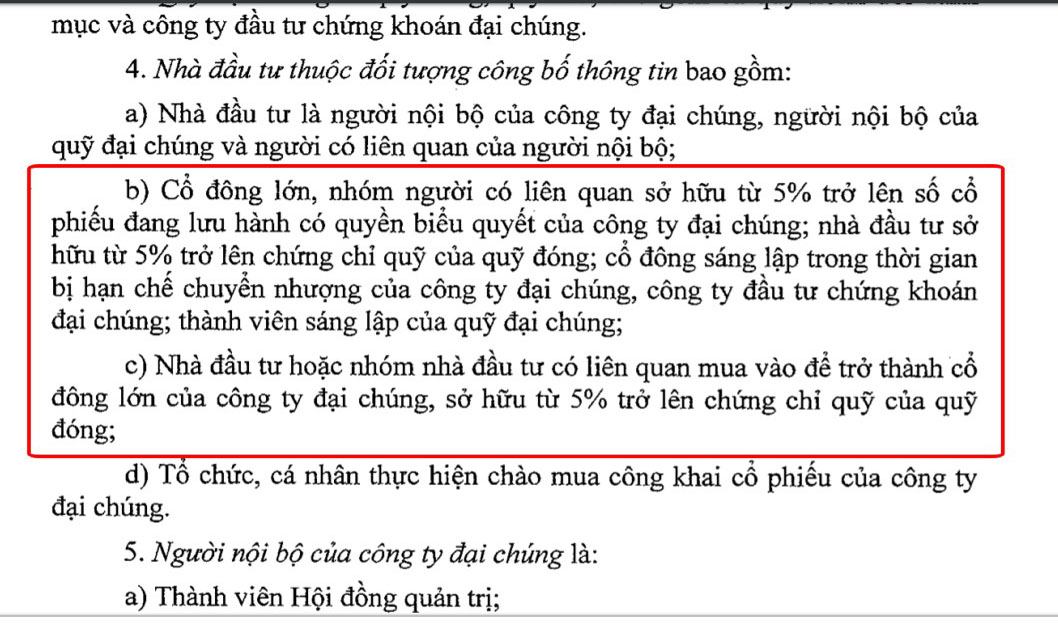 Phân tích dòng tiền - Quy định cổ đông lớn