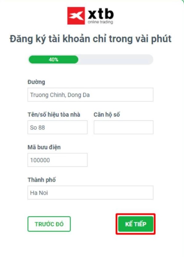 Bước 5 là điền địa chỉ của bạn