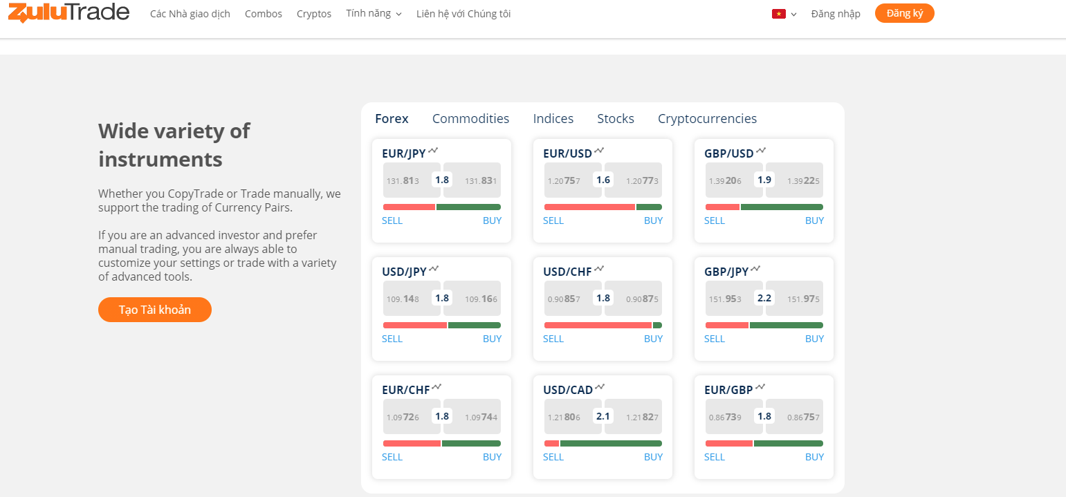 Những tài sản nào có thể giao dịch/Copy trader khác?