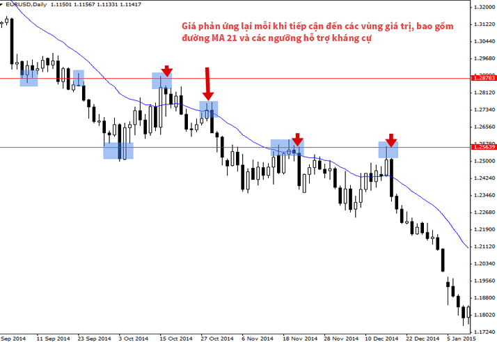 Các đường MA rất hữu ích trong việc xác định xu hướng thị trường
