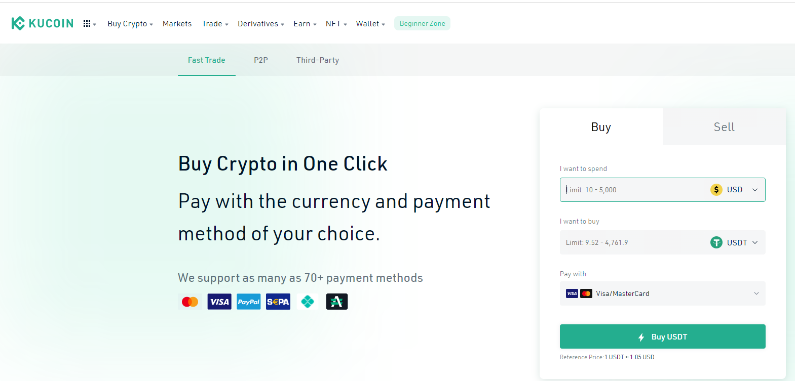 Mua tiền điện tử bằng tiền fiat với tính năng Fast Trade của KuCoin