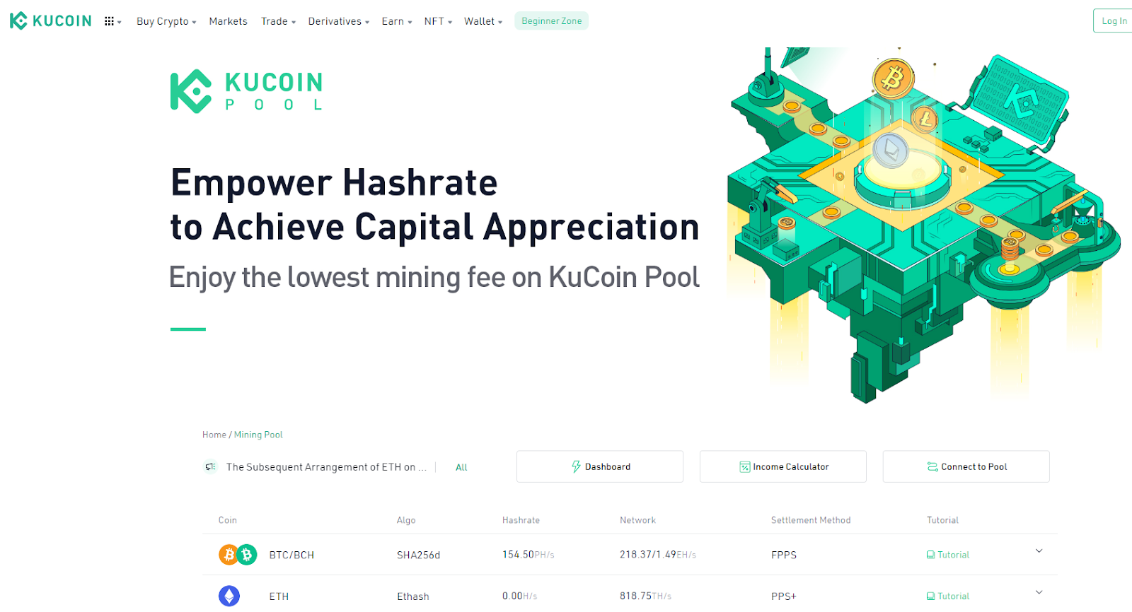 Giao diện nền tảng KuCoin Pool