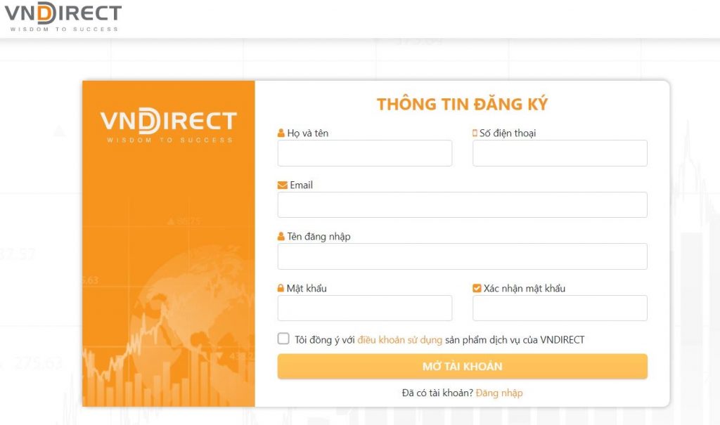 mở tài khoán chứng khoán Vndirect 