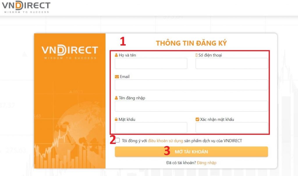 mở tài khoản chứng khoán Vndirect 