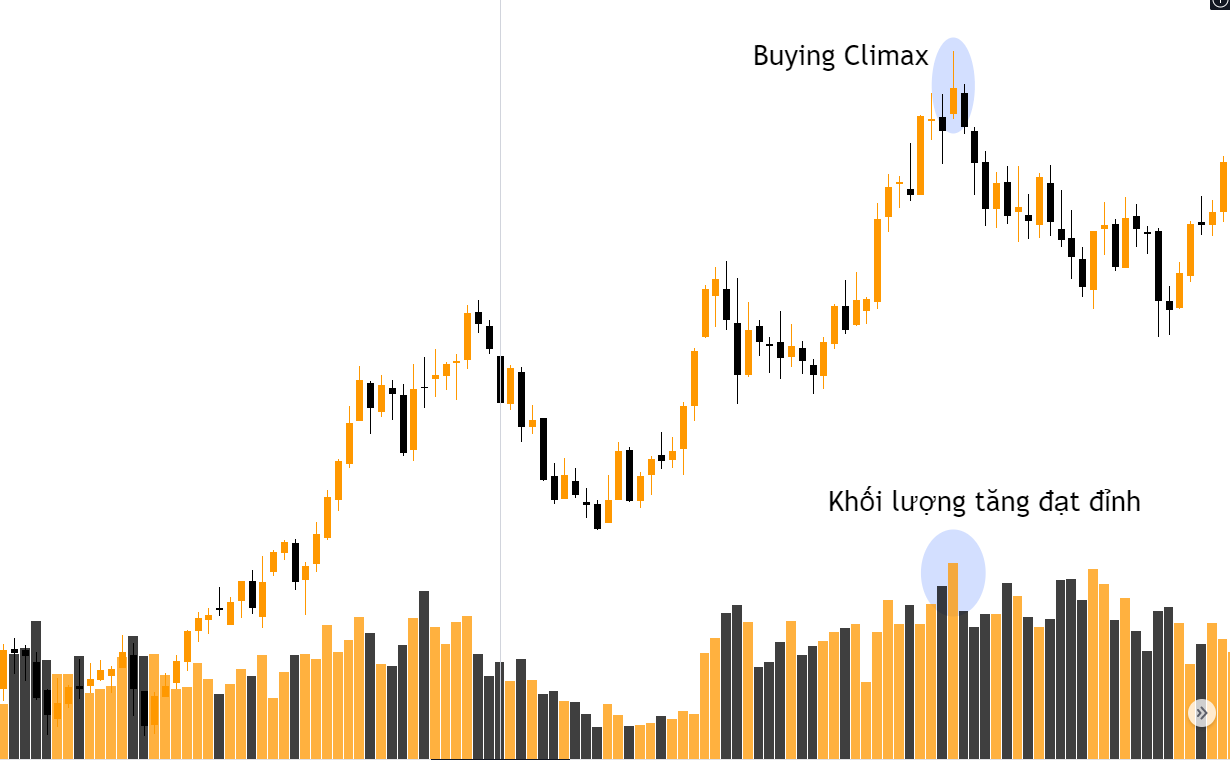 Cách dùng VSA chứng khoán, forex - Mô hình Buying Climax