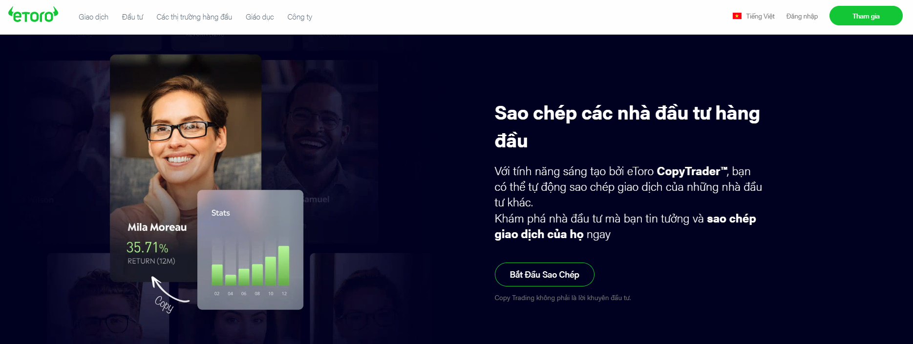 Truy cập trang chủ eToro để tiến hành mở tài khoản giao dịch