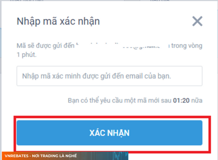 Đăng ký mở tài khoản tại sàn LiteForex bước xác nhận mã