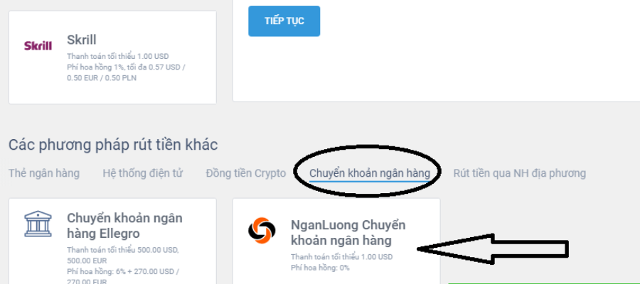 Rút tiền sàn LiteForex bằng chuyển khoản ngân hàng 