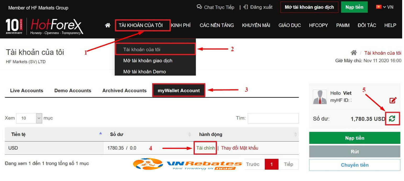 Hướng dẫn nạp tiền sàn HotForex qua Internet Banking 