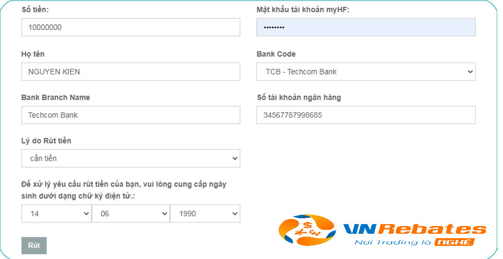 Hướng dẫn rút tiền sàn HotForex bằng Internet Banking 