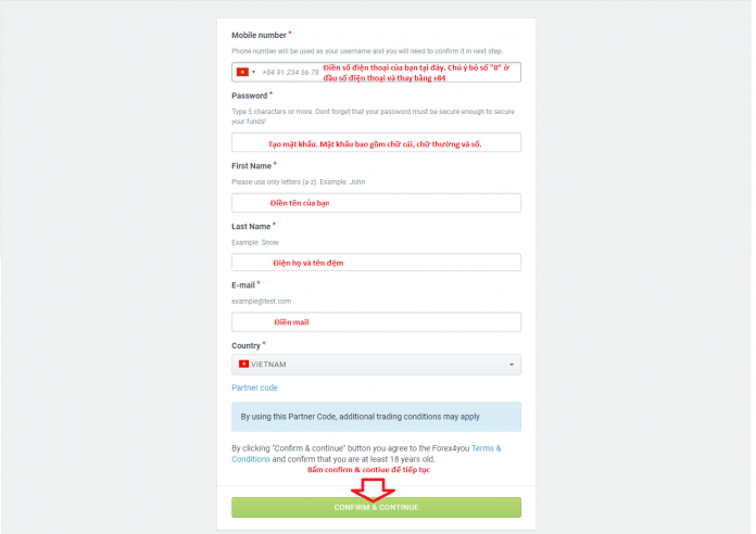 Đăng ký tài khoản Forex4you 