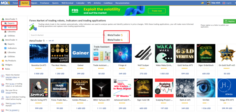 Mua EAs và Indicators tại mql5.com
