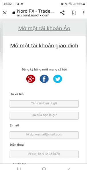 Mở tài khoản giao dịch 