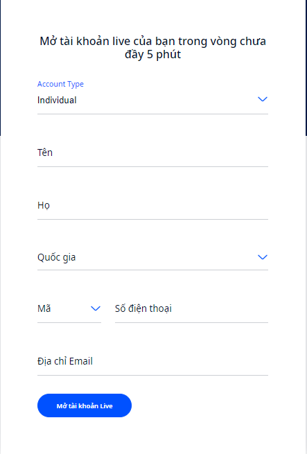 Mở tài khoản Live của VT Markets