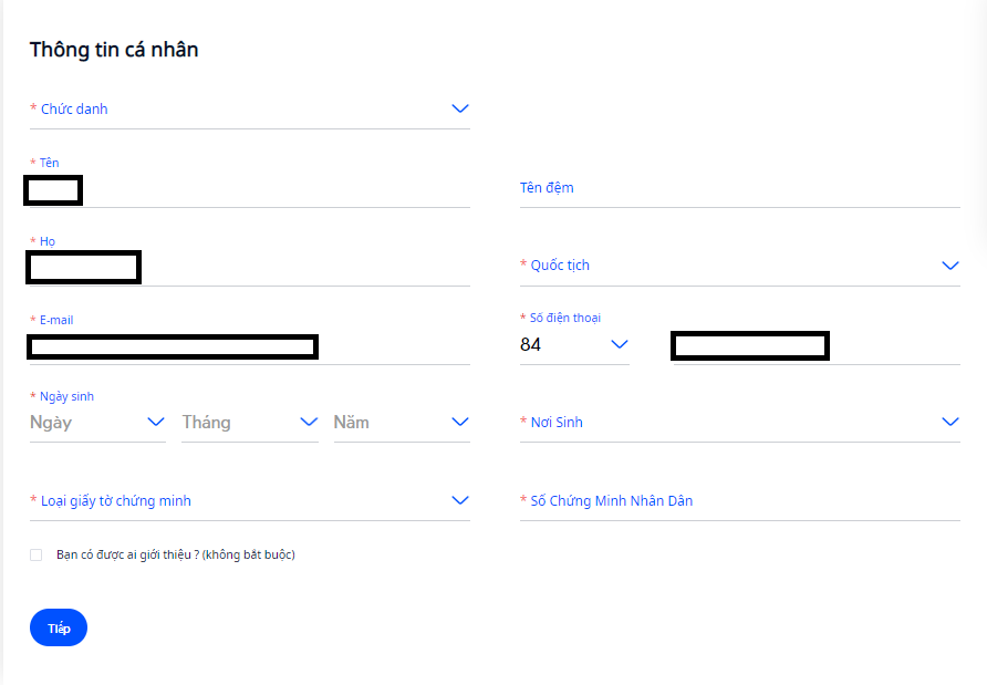 Thông tin cá nhân khách hàng