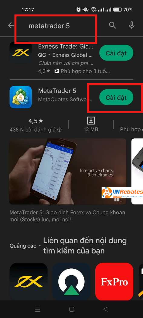 Cách cài đặt mT5 trên điện thoại Android