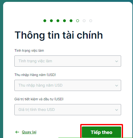 Điền thông tin tài chính