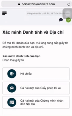 Gửi giấy tờ để xác minh danh tính