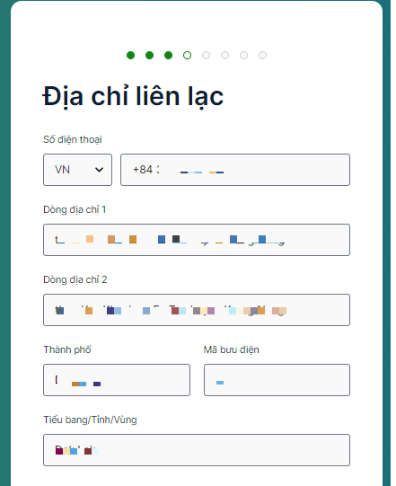 Điền địa chỉ liên lạc của bạn