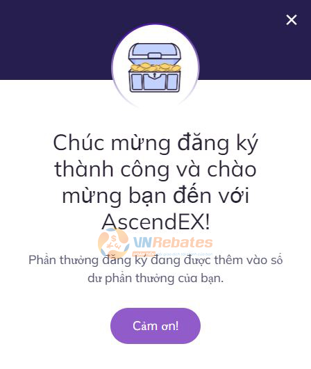 Sau khi đã nhập mã xác minh, bạn sẽ nhận được thông báo đăng ký tài khoản thành công!