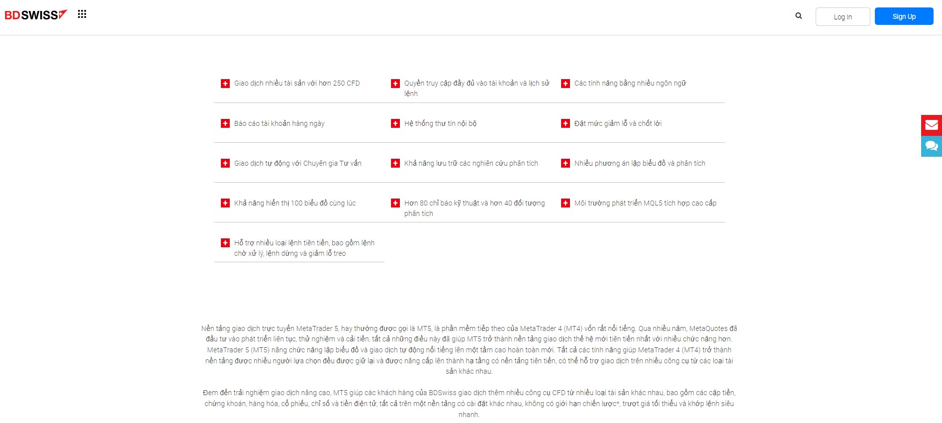 Ưu điểm của sàn BDSwiss