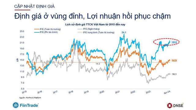 Định giá ở vùng đỉnh, Lợi nhuận phục hồi chậm.